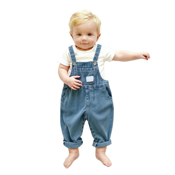 QUOTAY Kids Overalls with Large Pockets Denim Toddler Pants for Girls and Boys Comfortable Playwear Durable Overall Jeans 6 Months-9 Years 02_Blue,18-24 Month