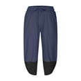 thumbnail image 6 of BLTIBY Men's Summer Cotton Linen Shorts Elastic Waist Shorts Sweatpants Work Casual Breathable Lightweight Stylish Smart Beach Athletic Shorts Pants with Multi Pockets Blue 3 4XL, 6 of 6