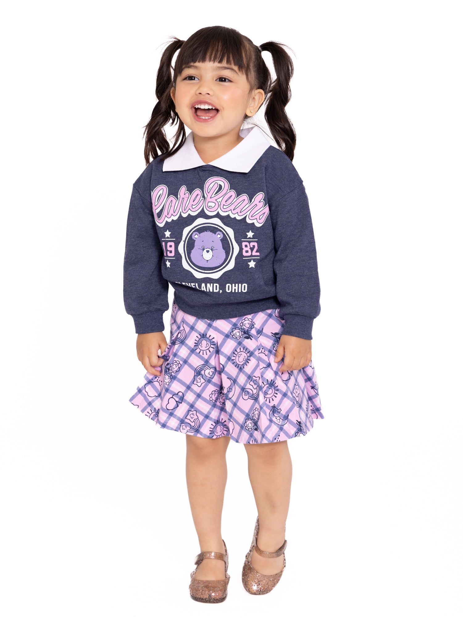 Care Bears Toddler Girls Varsity Sweatshirt and Pleated Skirt Set, 2-Piece, Sizes
