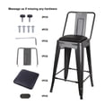 thumbnail image 3 of Leejay Gun Gray 24 inch High Back Metal Barstool with Vegan Leather Seat,Set of 3, 3 of 5