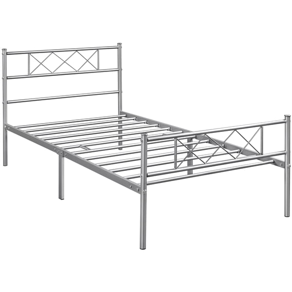 Queen Bed Frame Slatted Base, Simple Metal Bed Frame Queen