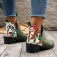 thumbnail image 4 of NECHOLOGY Botas Mujer Adulto Femenino Zapatos Botines mujer Otoño nuevas botas grandes europeas y con tacones gruesos puntiagudos botas estampadas (Green, 8), 4 of 7