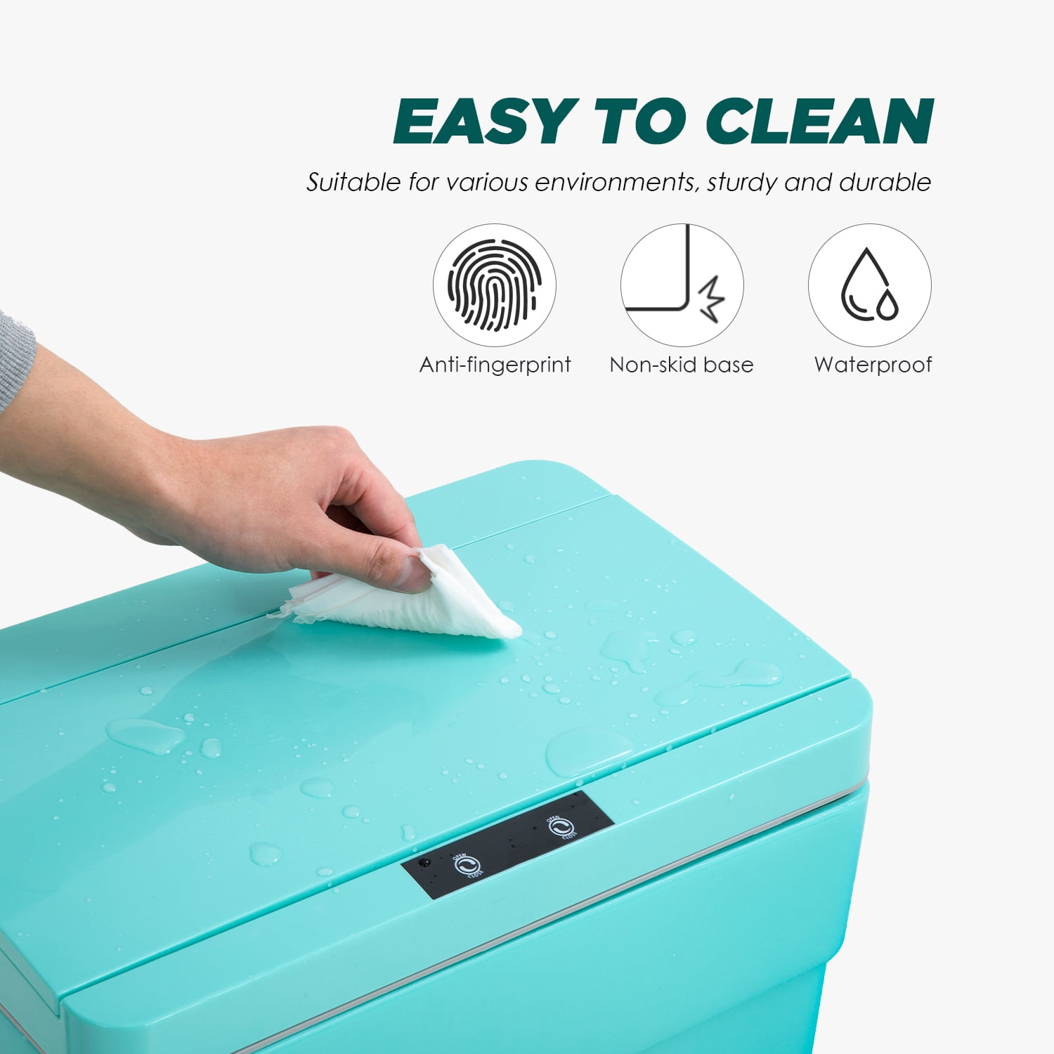 YRLLENSDAN Kitchen Trash Can 13 Gallon Bathroom Trash Can with Lid Automatic Trash Can Touchless With Motion Sensor ABS Plastic Trash Bin for Bedroom Garbage Can 2 pack,Teal