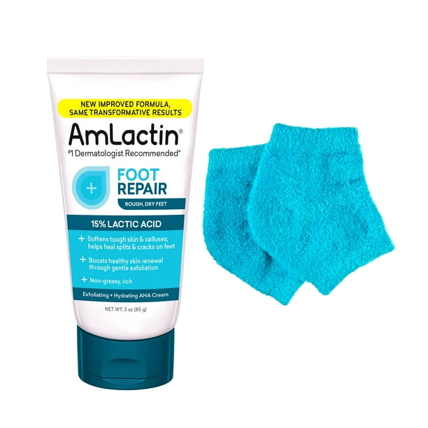 Crema para pies con amlactin Foot Repair Therapy, 90 ml, con calcetines