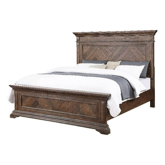 Pemberly Row Modern / Contemporary Solid Wood 6/6 Ek Bed in Walnut