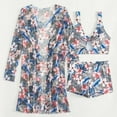 thumbnail image 4 of WREESH Womens 3 Piece Swimsuits Board Shorts Bikini Set with Kimono Beach Cover Ups Printed Bikini Straps Bikini Deep V Split Swimsuit Set Swimsuit Set Bathing Suit Gray, 4 of 9