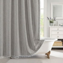 XmhyTop-A 180x200cm Vintage Country Shower Curtain Boho Neutral Textured Fabric Bathroom Decor with Linen Look,Style C,Grey