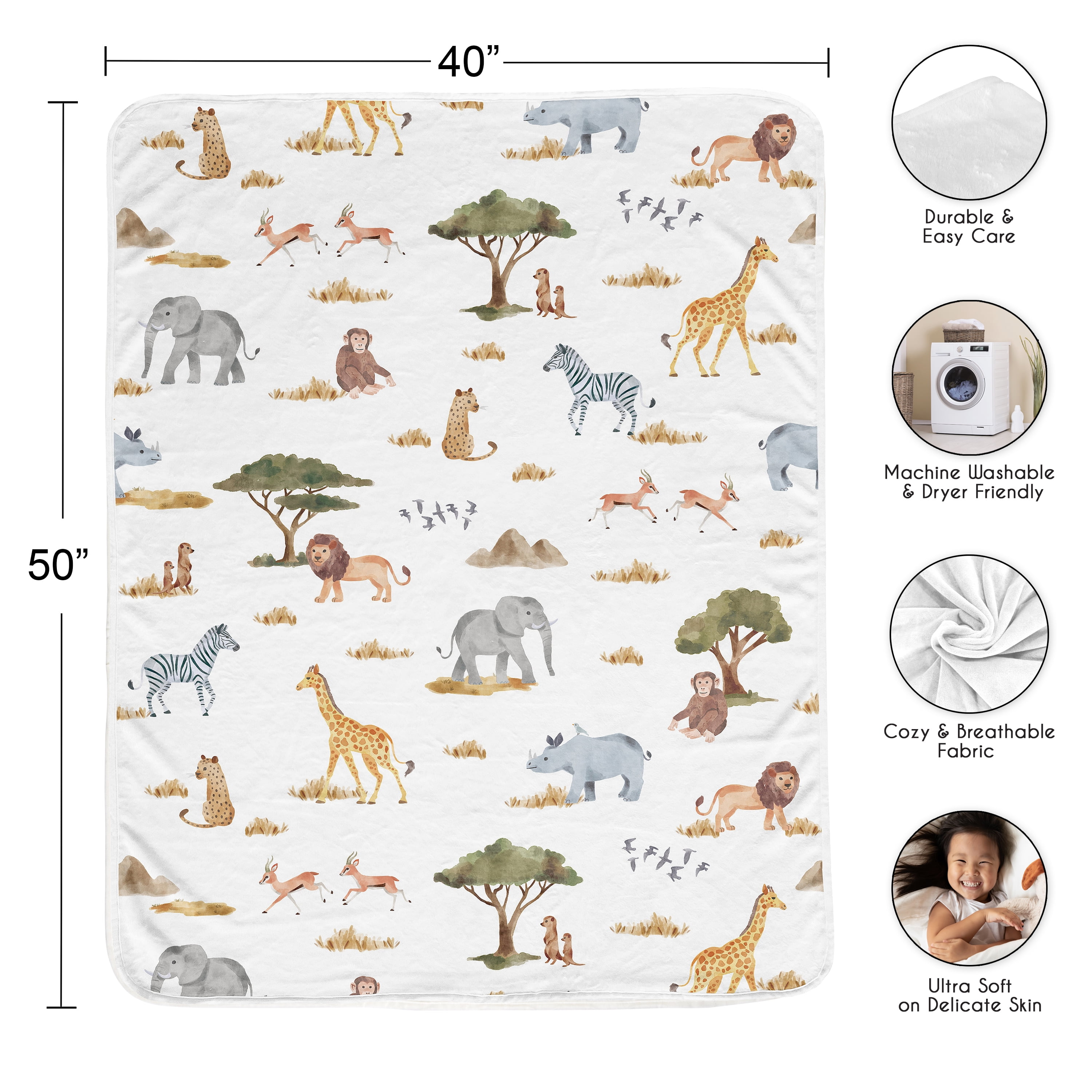 Sweet Jojo Designs Jungle Animals Boy, Girl, Unisex/Gender Neutral Toddler Blanket Baby Swaddle