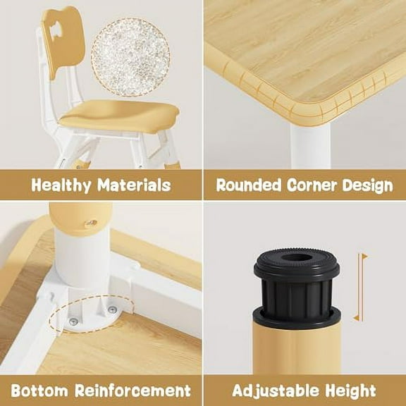 Kids Table and 2 Chairs Set, Height Adjustable Toddler Table and Chair Set, Graffiti Desktop, Classroom/Daycare/Home, Children Multi-Activity Table for Ages 2-8