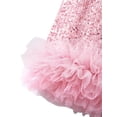 thumbnail image 3 of Girls Dresses Summer Outfits Toddler Ribbon Bow Sleeveless Shift Glitter Birthday Party Tulle Trim Ruffle Princess A-Line Kids Formal Champagne Dress 4-5T, 3 of 5