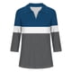 thumbnail image 3 of Camiseta de Solapa de Cuello en V de la Manga Superior de 3/4 de las Mujeres, Uso Diario Cómodo Casual, 3 of 4