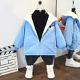 thumbnail image 2 of Toddler Boys Girls Sherpa Fleece Lined Hoodies Zip Up Cute Jackets Kids Winter Warm Outwear Coats With Pockets For Gifts,Blue 3,9 Months, 2 of 5