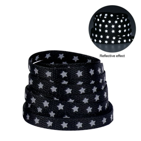 

1pair Star Pattern Shoe Lace 140cm Luminous Sneakers Flat Holographic Reflective