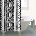 thumbnail image 5 of Small Stall Narrow Shower Curtain 36"W x 72"L – Tropical Bohemian Leaves, Mid-Century Abstract Boho Botanical Bathroom Decor, Vintage Floral Palm Leaf Pattern, Rustic Tribal Folk Style, 5 of 5