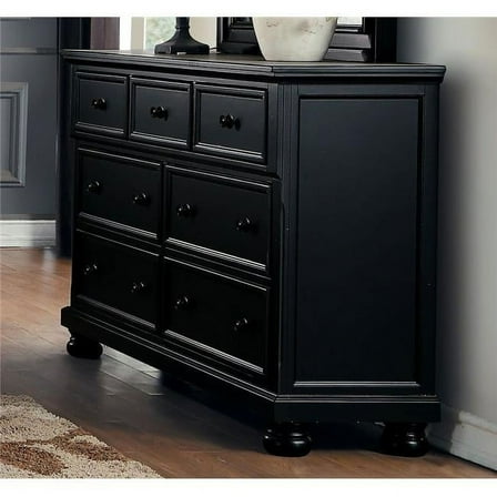 Home Elegance 1714BK-5 40 x 18 x 65.25 in. Laurelin Dresser with Hidden Drawer - Black Sand