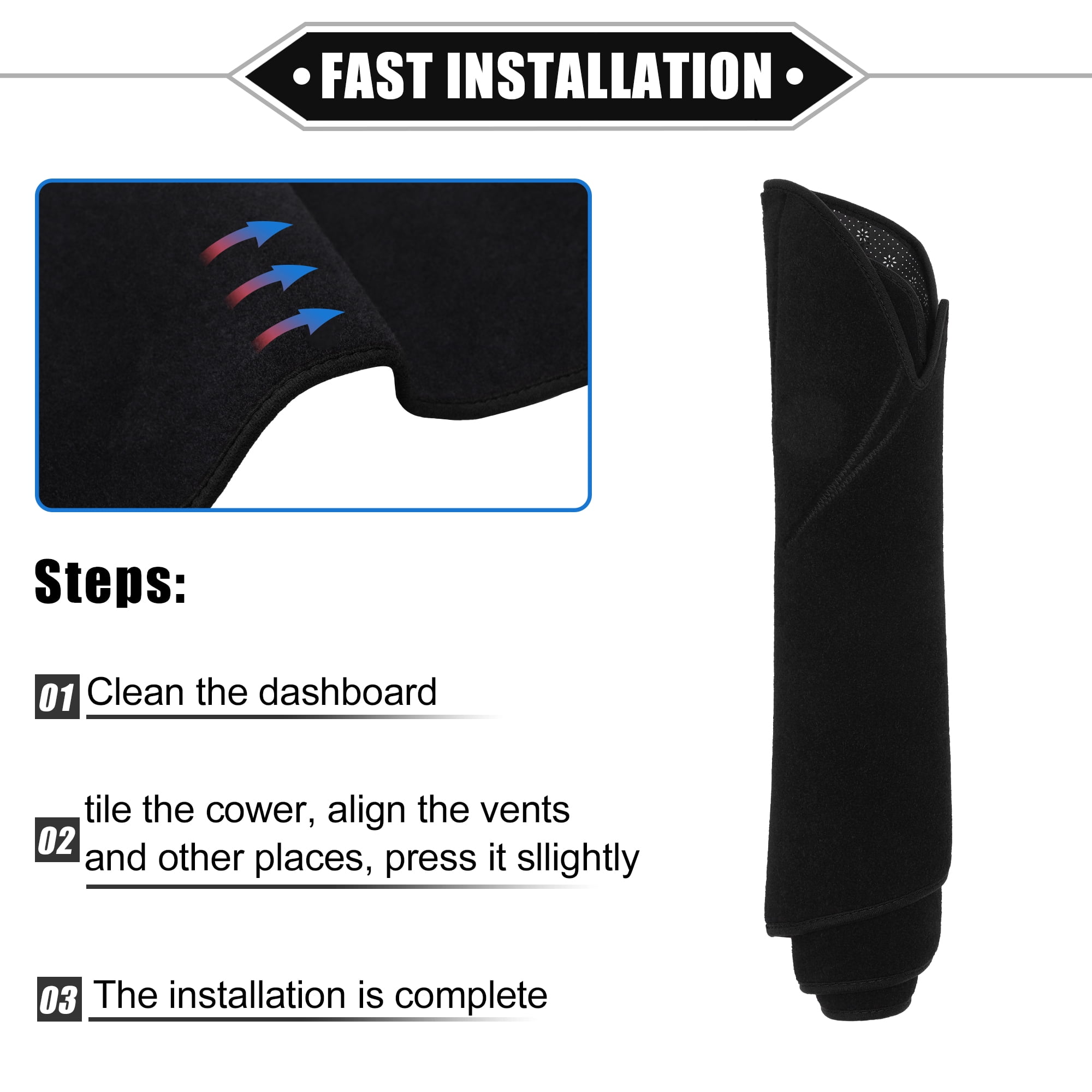 Unique Bargains Dashboard Cover Mat Compatible for Ford Fiesta 2011-2019 Nonslip Polyester Dash Board Protector,Black