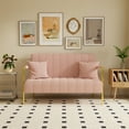 thumbnail image 2 of Pouseayar 59" Loveseat Sofa, 2 Seater Teddy Velvet Couch- Comfy Upholstered Sofa Couch with 2 Pillows for Apartment Office Bedroom, Pink, 2 of 7