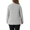 thumbnail image 4 of Blusas de mujer de tallas grandes Agnes Orinda, con mangas largas, escote en V, sueltas y decoradas con botones, 3X, gris, 4 of 8