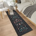 thumbnail image 3 of Garvee 2'x6' Floral Runner Rug Geometric Bordered Carpet, Butterfly Printed Rug Washable Non Slip Rug for Hallway Bedroom Farmhouse, Black, 3 of 8