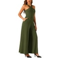 thumbnail image 4 of INSPIRE CHIC Cross Neck Jumpsuits for Women's Wide Leg Sleeveless Full Length Romper XL Army Green, 4 of 4
