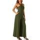 thumbnail image 4 of INSPIRAR CHIC Mono de Cuello Cruzado para Mujeres, Pantalón Ancho Sin Mangas, Mono de Largo Completo en Verde Militar, 4 of 4