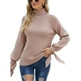 thumbnail image 2 of Seyurigaoka Women Knit Turtleneck Sweater Shirts Casual Loose Solid Color Long Sleeves Pullover Knitwear Tops Streetwear, 2 of 9