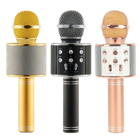 Karaoke Box Set (WS858 Handheld Wireless Bluetooth Karaoke Microphone Speaker Home KTV Music Singing Player Support TF Card for Smart Phone and)