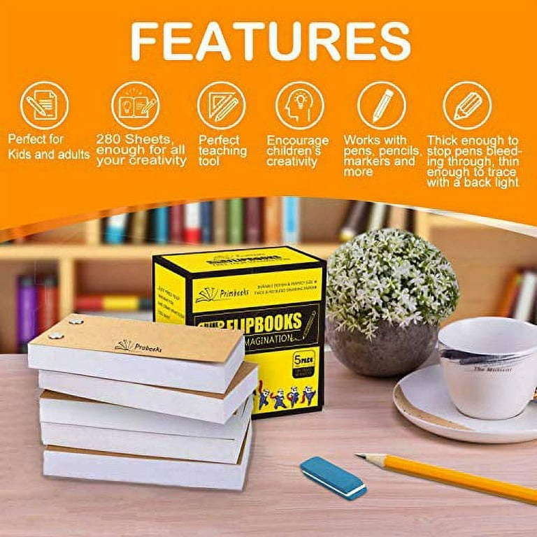 PRIMBEEKS Premium Blank Flip Books Paper with Holes, 280 Sheets (560 Pages)  No Bleed Flipbooks - Works with Flipbook Kit Light Pads, 4.5 x 2.5 Flip  Book Paper for Drawing, Sketching Supplies - Yahoo Shopping