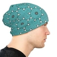 thumbnail image 6 of Beanie Hats for Men and Women, Retro Cyan Floral Patterns Adult Unisex Knit Hat Winter Warm Skull Cap, 6 of 7
