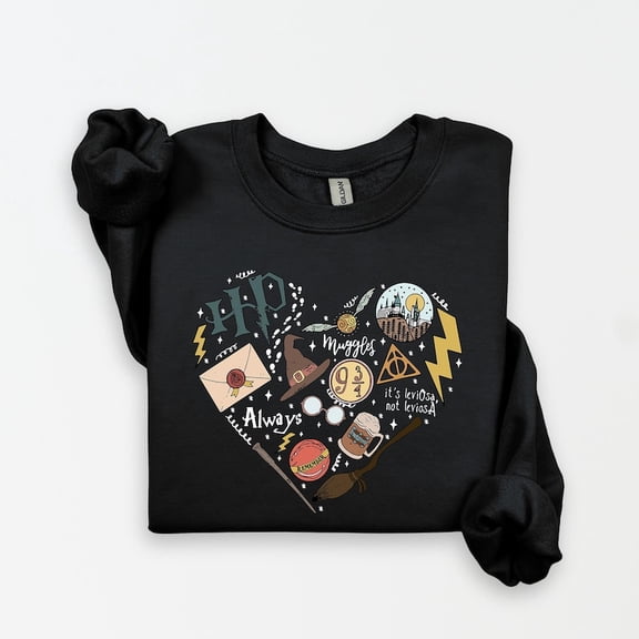 Magical Wizard Heart Sweatshirt, Hogwarts House Sweatshirt, Magic School Sweatshirt - Sizes S-5XL ,Art Print JSC