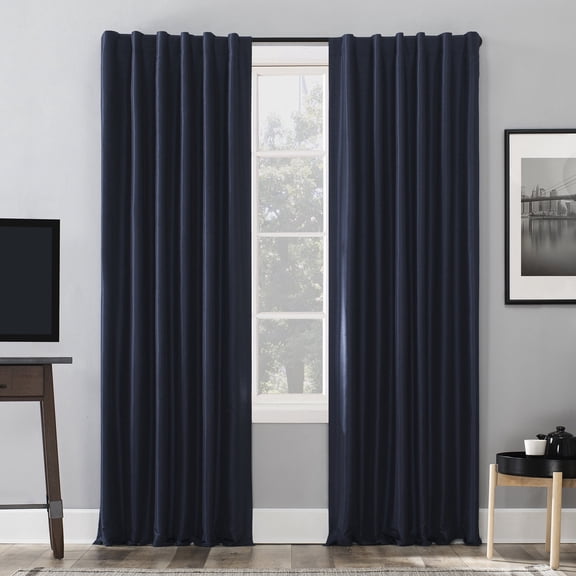 Sun Zero Evelina Faux Dupioni Silk Thermal Extreme 100% Blackout Back Tab/Rod Pocket Curtain Panel, 50"W x 63"L, Iron Gray