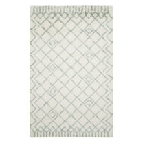 SAFAVIEH Casablanca Wilmer Abstract Shag Area Rug, Ivory/Blue, 4' x 6'