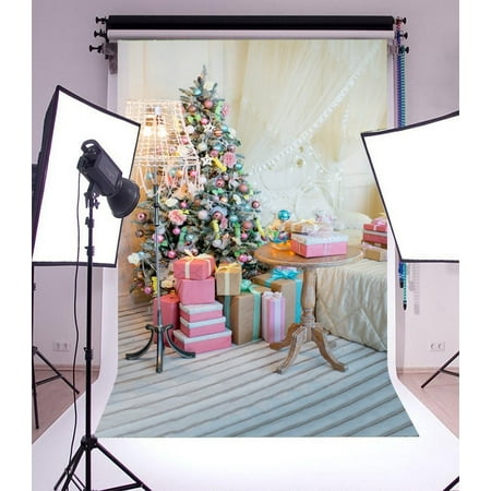 Hellodecor Polyster 5x7ft Christmas Photography Backdrop Tree Girl