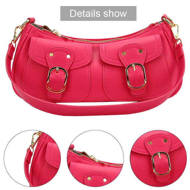 Bolso de mano para mujer, bolso de viaje femenino sencillo de PU de gran capacidad (rojo rosa)