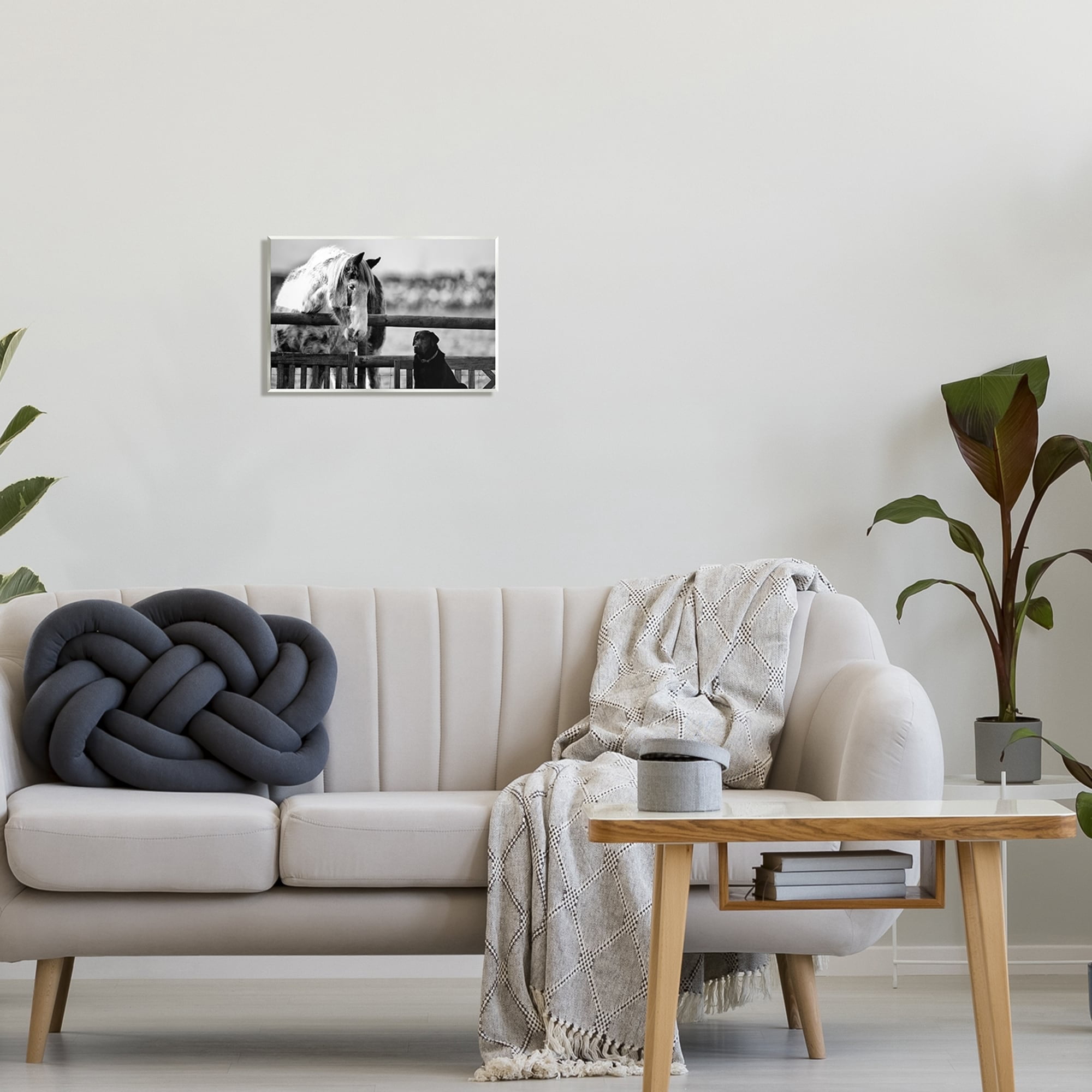 Stupell Industries Dog & Horse Farm Animal Friends Monochrome Photography Photograph Unframed Art Print Wall Art, Design by James Dobson