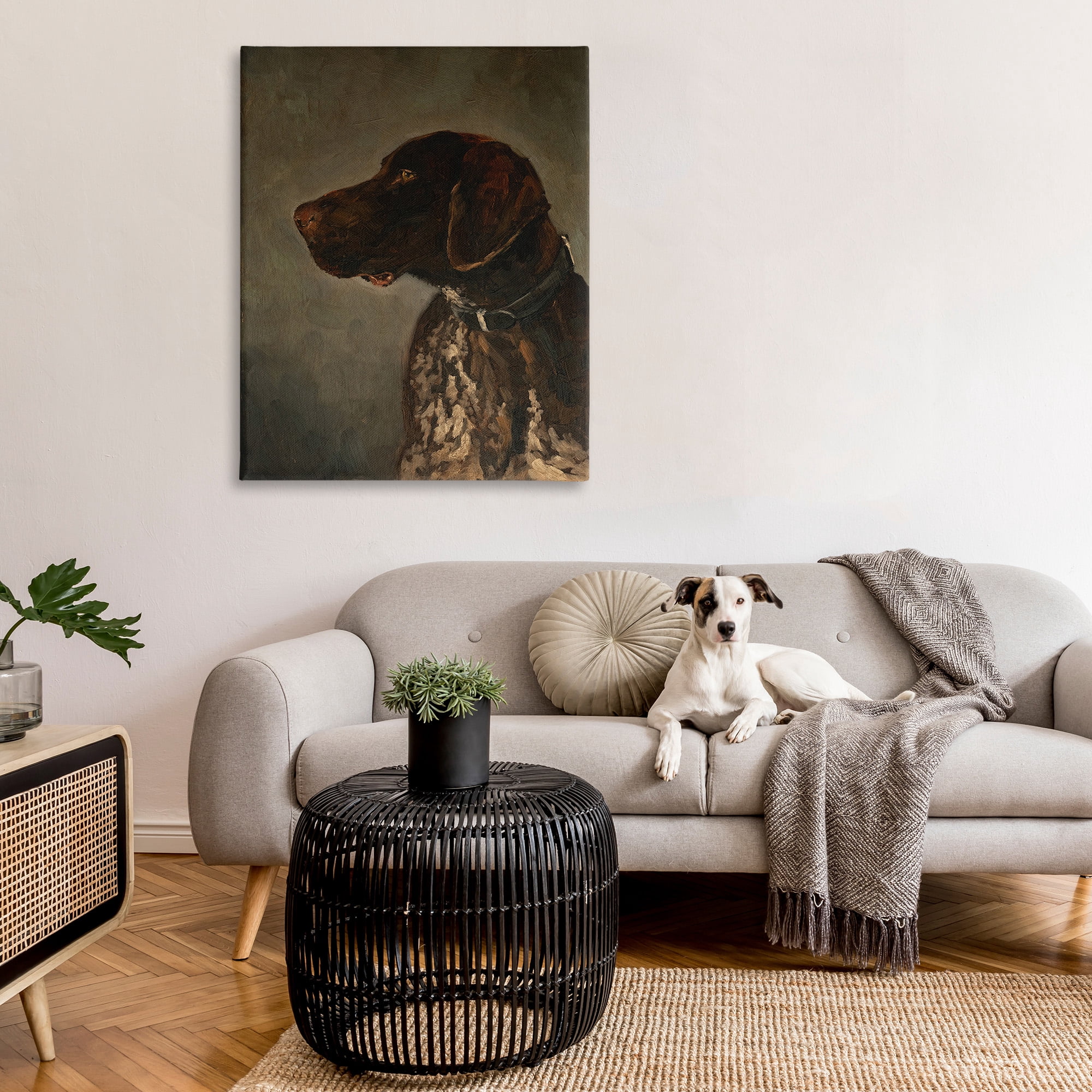 Stupell Industries Traditional Pointer Dog Portrait Animals & Insects Painting Gallery Wrapped Canvas Art Print Wall Art, 36 x 48