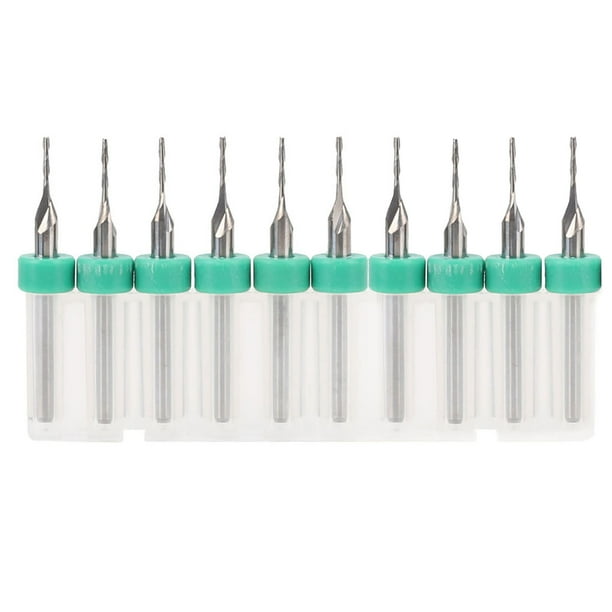 10 piezas de fresa de carburo de 2 flautas, fresa de extremo CNC de acero de tungsteno de 1,5 mm