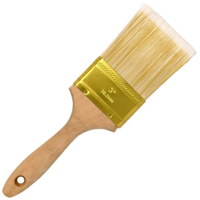 3 in. Flat-Cut Polyester Paint Brush with Wooden Handle for Home