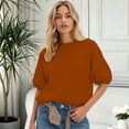 thumbnail image 4 of LIIPEE Womens Casual Half Sleeve Sweatshirts Fall Solid Color Loose Pullover Sweatshirt, 4 of 4