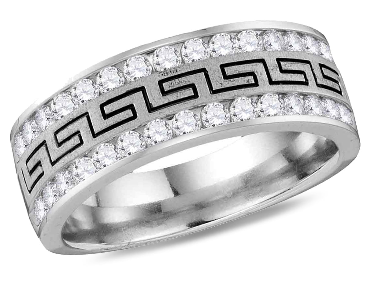 Gem And Harmony Mens Wedding Band in Tungsten with Gold Plating