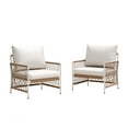 thumbnail image 3 of [Set of 2] Bohemian Outdoor Lounge Chair with Handwoven Rope & Powder-Coated Steel Frame, Waterproof Cushions - Patio, Garden, Poolside, 3 of 16