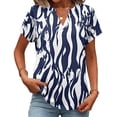 thumbnail image 2 of BOMYJESK Shirts for Women Short Sleeve Business Casual Basic Tops Color Block V Neck Fashion Blouses 2026 Spring Going Out Loose Fit Clothes Dark Blue M, 2 of 7