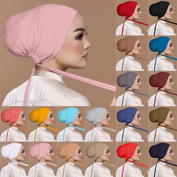 Women's Casual Muslim Hijab, Solid Color and Multicolor Elastic Bottom Hijab, Breathable Modest Scarf Wrap for Daily Wear, Islamic Prayer and Fashion-JN