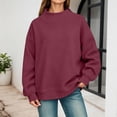 thumbnail image 2 of Bysome Women Sweatshirts Solid Color Long Sleeve Mandarin Collar Tops Autumn Thermal Women Sweatshirt Size M Red, 2 of 4
