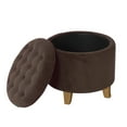 thumbnail image 3 of Wes Round Storage Ottoman, Chocolate Brown Velvet, Hardwood, 19 Inch, 3 of 3