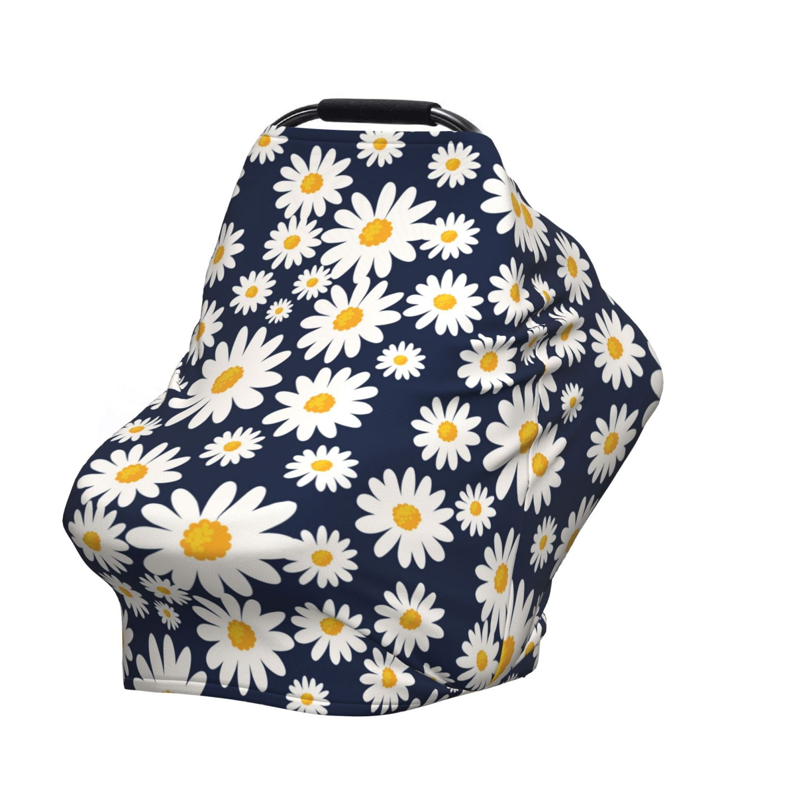 Fotbe Daisy Floral Pattern Car Seat Covers for Babies, Nursing Breastfeeding Cover Infant Carseat Canopy, Soft Stretchy Carrier Cover