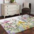 thumbnail image 3 of 3'x5' Area Rugs, Spring Floral Indoor Outdoor Area Rug for Living Room Bedroom, Watercolor Flower Eucalyptus Leaves Botanical Washable Bathroom Rugs Kitchen Floor Carpet Mats Home Decor Aesthetic, 3 of 8