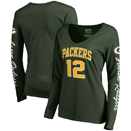 Aaron Rodgers Green Bay Packers NFL Pro Line by Fanatics Branded Women's Heartthrob Name & Number V-Neck T-Shirt - (Aaron Rodgers The Best)