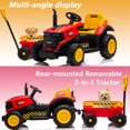 thumbnail image 3 of iRerts 12V Ride on Tractor with Detachable Garden Cart, Kids Ride on Toys with Remote Control, Bluetooth, Music, Radio, Battery Powered Electric Cars Tractor for Kids Boys Girls, Red, 3 of 9