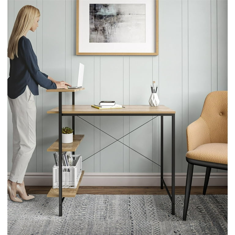 Damaris Side Storage Student Desk, Golden Oak - Walmart.com